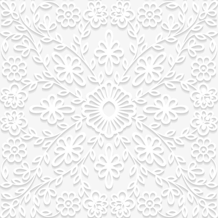 Papier peint à motif  Ornements floraux blancs