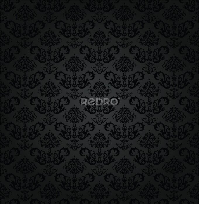 Papier peint à motif  Ornements noirs