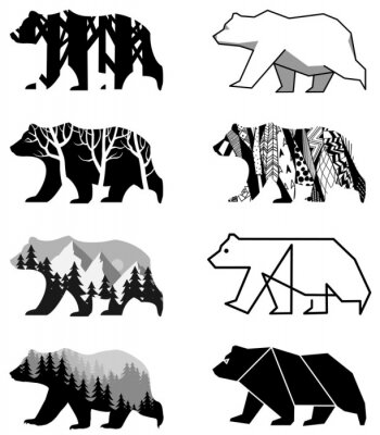 Papier peint à motif  Ours, ensemble