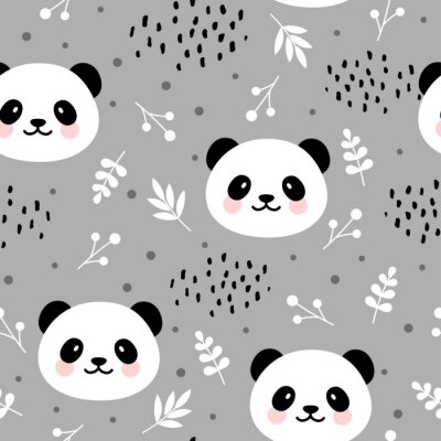 Papier peint à motif  Ours panda dans les nuages