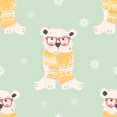 Papier peint à motif  Ours polaires bébé