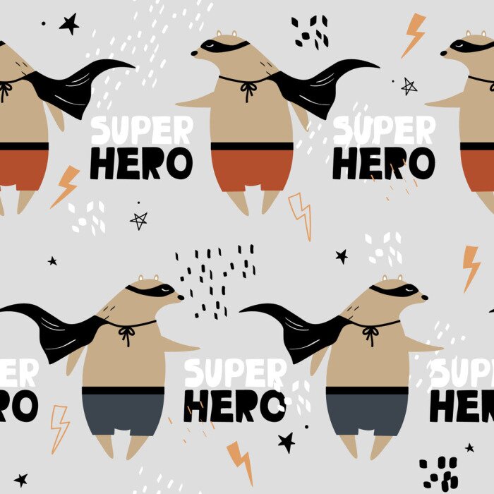 Papier peint à motif  Ours super-héros
