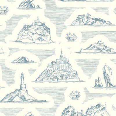 Papier peint à motif  Palais à la montagne vintage