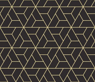 Papier peint à motif  Palette antique sans soudure noir et or isotomique triangles tournants vecteur modèle de contour
