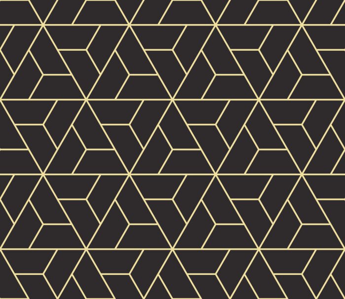 Papier peint à motif  Palette antique sans soudure noir et or isotomique triangles tournants vecteur modèle de contour