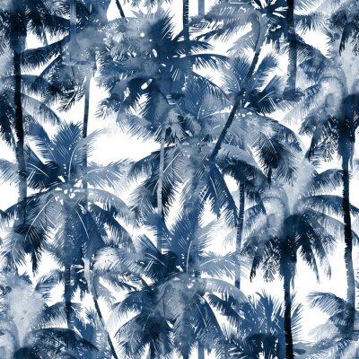 Palmiers bleus aquarellés
