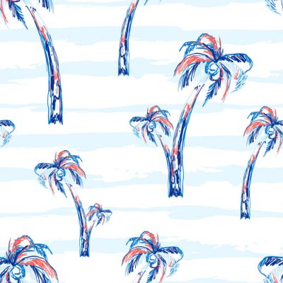 Papier peint à motif  Palmiers dans les tons de bleu