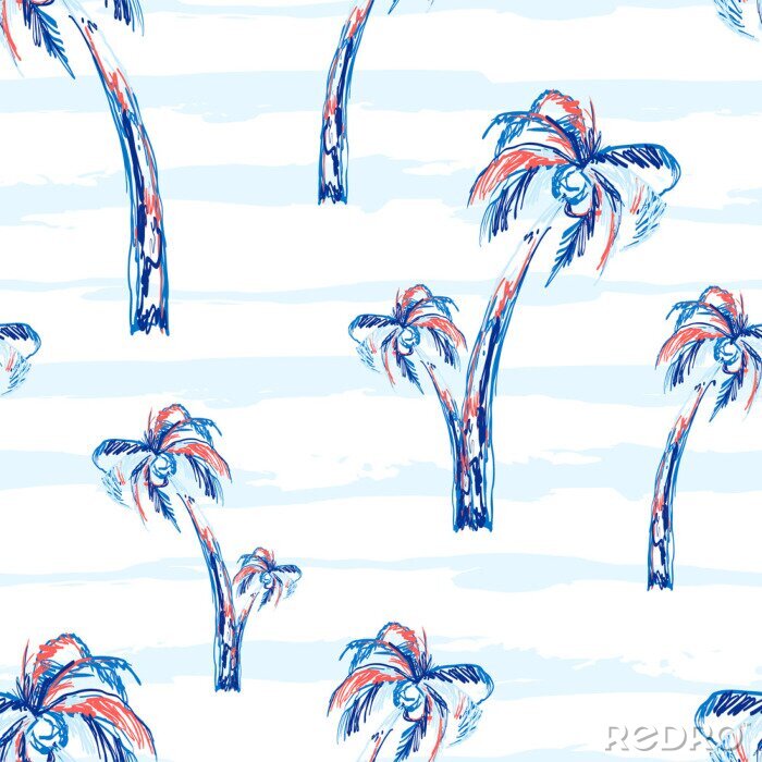 Papier peint à motif  Palmiers dans les tons de bleu