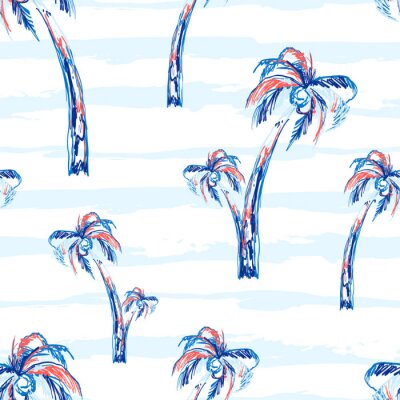 Papier peint à motif  Palmiers dans les tons de bleu