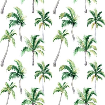 Papier peint à motif  Palmiers délicats sur fond blanc