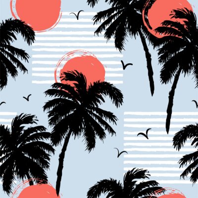 Papier peint à motif  Palmiers - feuilles au soleil