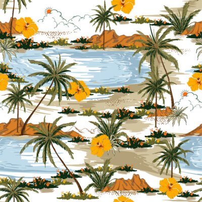 Papier peint à motif  Palmiers sur la plage