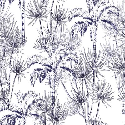 Papier peint à motif  Palmiers tropicaux esquissés