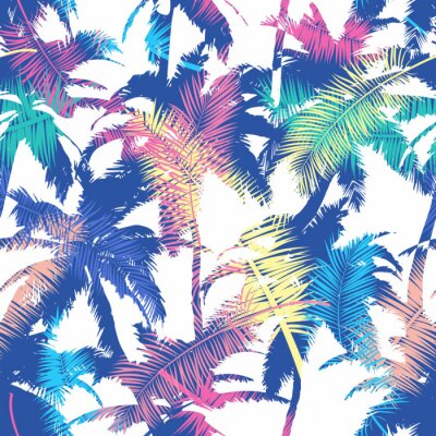 Papier peint à motif  Palmiers tropicaux isolés sur fond blanc