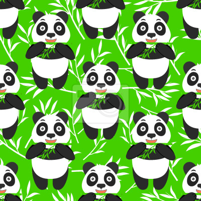 Papier peint à motif  Panda Eating Bamboo