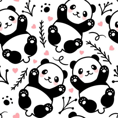 Papier peint à motif  Panda petit modèle mignon pour les enfants