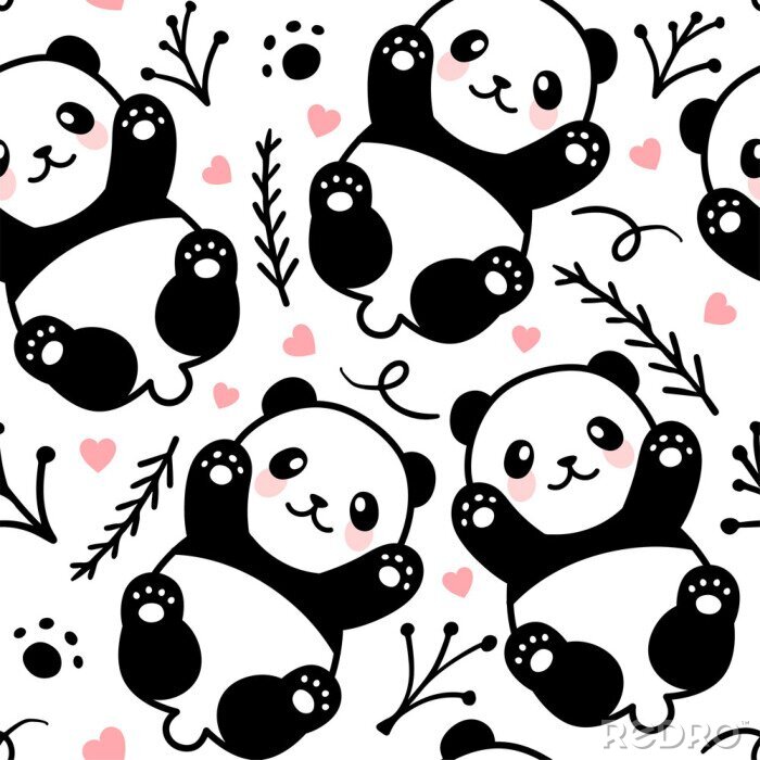Papier peint à motif  Panda petit modèle mignon pour les enfants