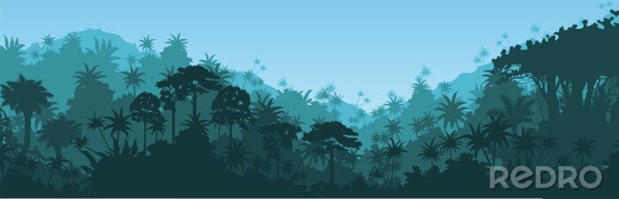 Papier peint à motif  Panorama graphique de la jungle