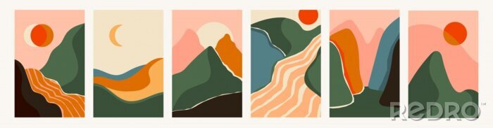 Papier peint à motif  Panoramas de montagne dans des illustrations modernes