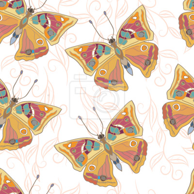 Papier peint à motif  Papillons aux couleurs douces
