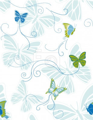 Papier peint à motif  Papillons bleus avec des lignes