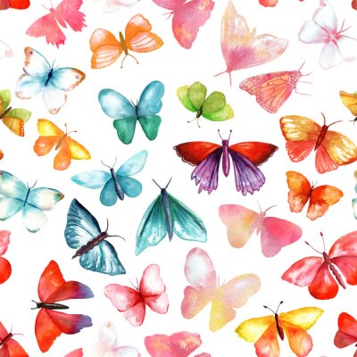 Papier peint à motif  Papillons colorés de différentes formes
