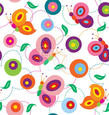 Papier peint à motif  Papillons colorés pour enfants