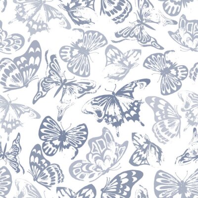 Papier peint à motif  Papillons dans les tons de gris