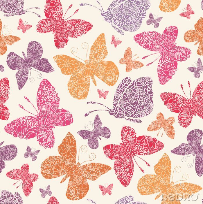 Papier peint à motif  Papillons de couleur pour une petite fille
