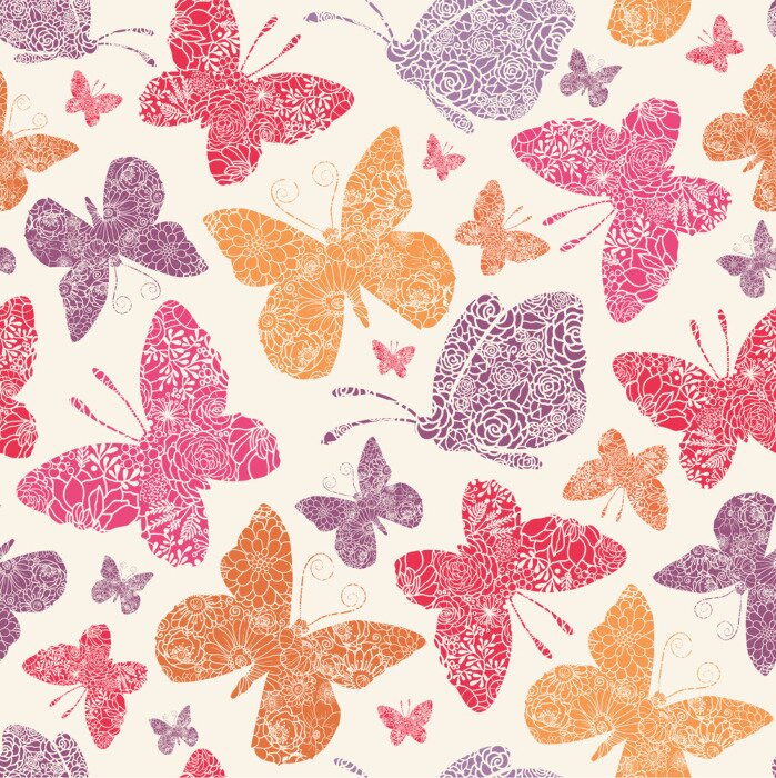 Papier peint à motif  Papillons de couleur pour une petite fille