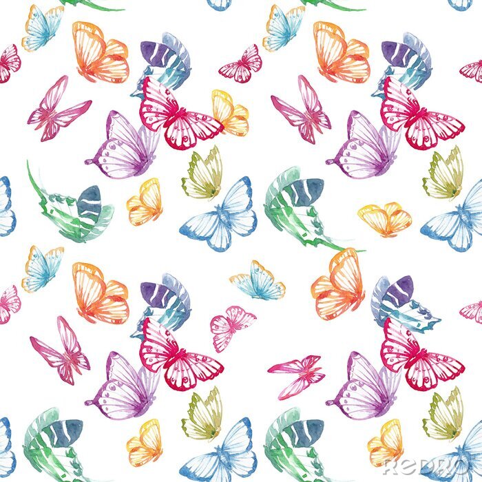 Papier peint à motif  Papillons de différentes couleurs pastel