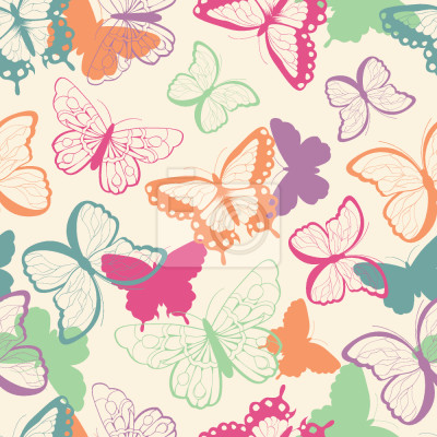 Papier peint à motif  Papillons de fille colorés