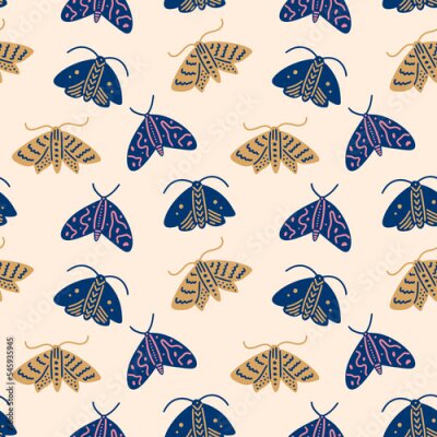 Papier peint à motif  Papillons de nuit boho colorés