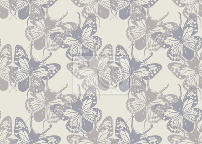 Papier peint à motif  Papillons délicats beiges