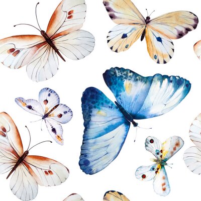 Papier peint à motif  Papillons délicats dans un style vintage