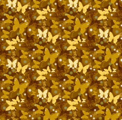 Papier peint à motif  Papillons jaunes