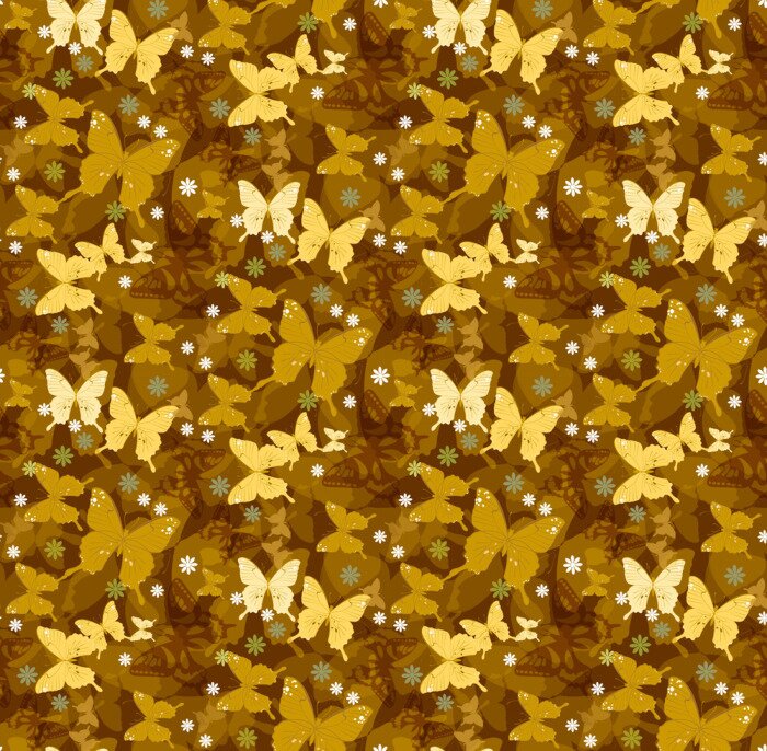 Papier peint à motif  Papillons jaunes