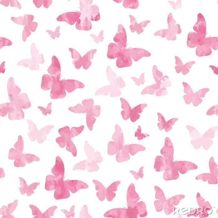 Papier peint à motif  Papillons pastel délicats roses