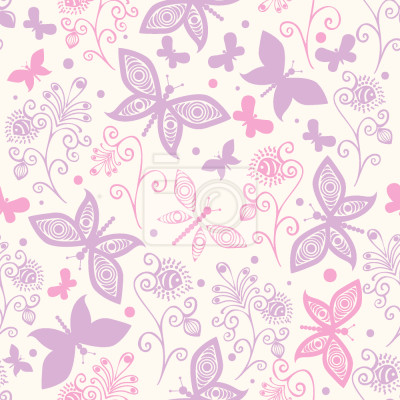 Papier peint à motif  Papillons roses pour les filles