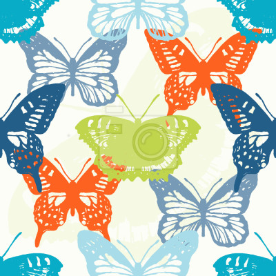 Papier peint à motif  Papillons superposés colorés