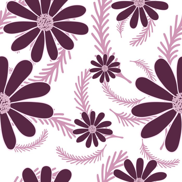Papier peint à motif  Pâquerettes mauves