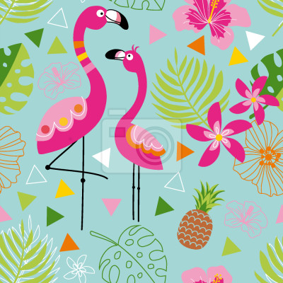 Papier peint à motif  Paradise Flamingo exotique