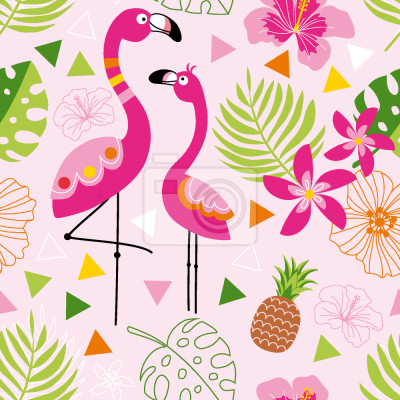 Papier peint à motif  Paradise Flamingo Tropical