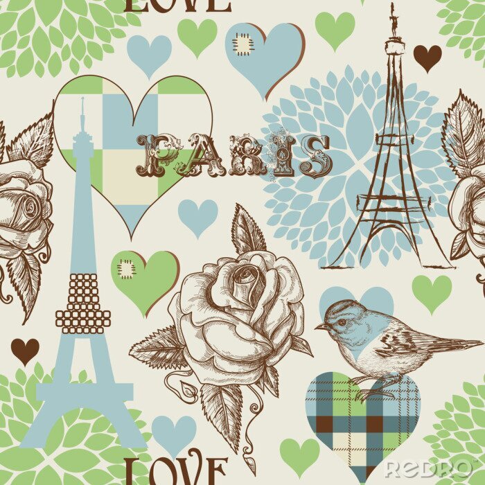 Papier peint à motif  Paris, seamless,