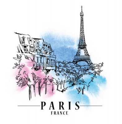 Sticker  Paris vector illustration.