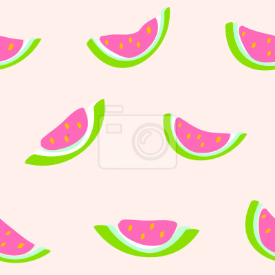 Papier peint à motif  Pastèques graphiques sur fond rose clair