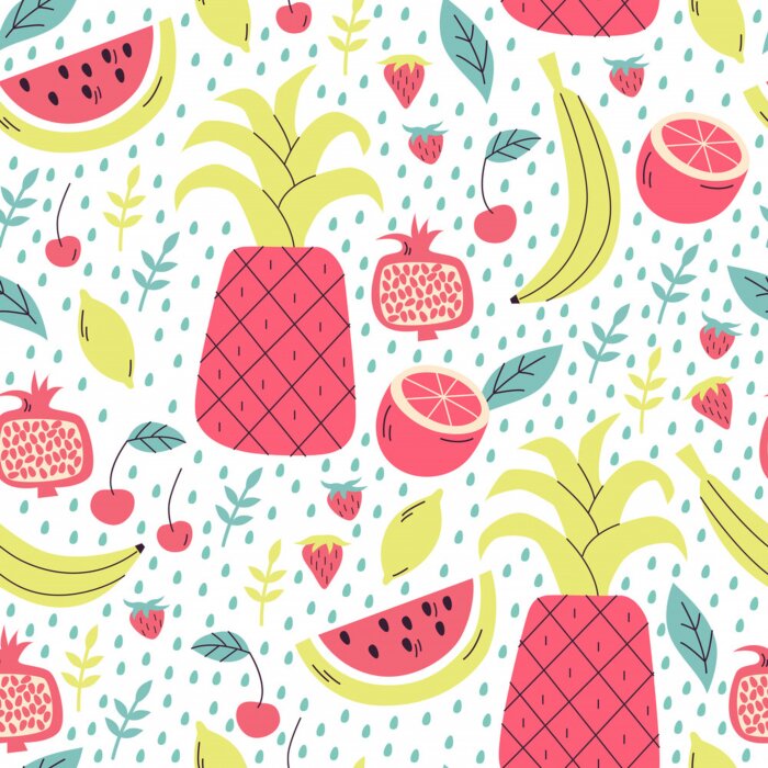 Papier peint à motif  Patron transparent aux fruits.