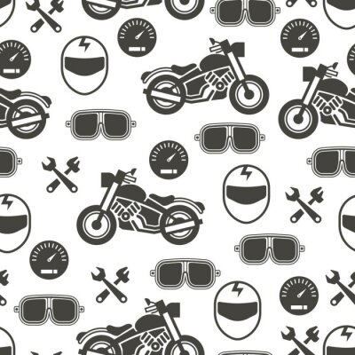 Papier peint à motif  Pattern with motorcycle speed - moto seamless pattern