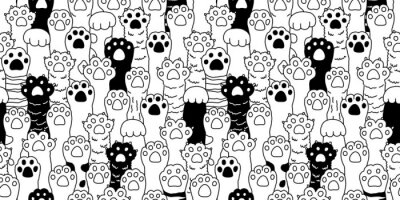 Papier peint à motif  Pattes de chats noirs et blancs