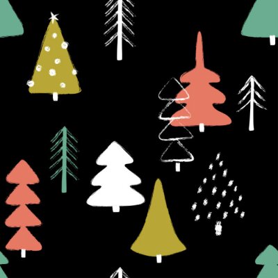 Papier peint à motif  Paysage d'hiver sur fond sombre